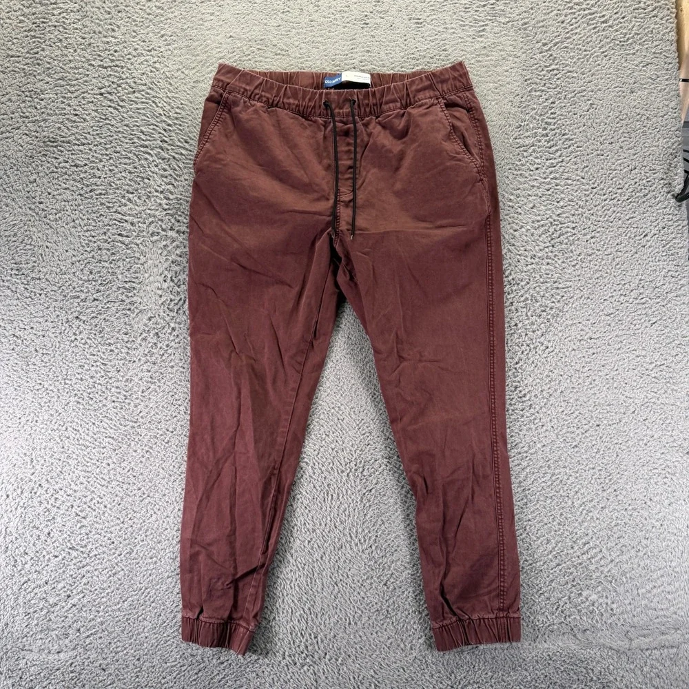 Old Navy Built-In Flex Pant Men's L Red Cotton Jogger Tapered Preppy Stretch